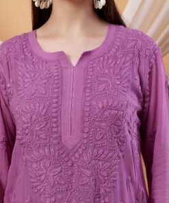 Alternative view of Dua Premium Viscose 3D Chikankari Straight Kurta (Mauve)