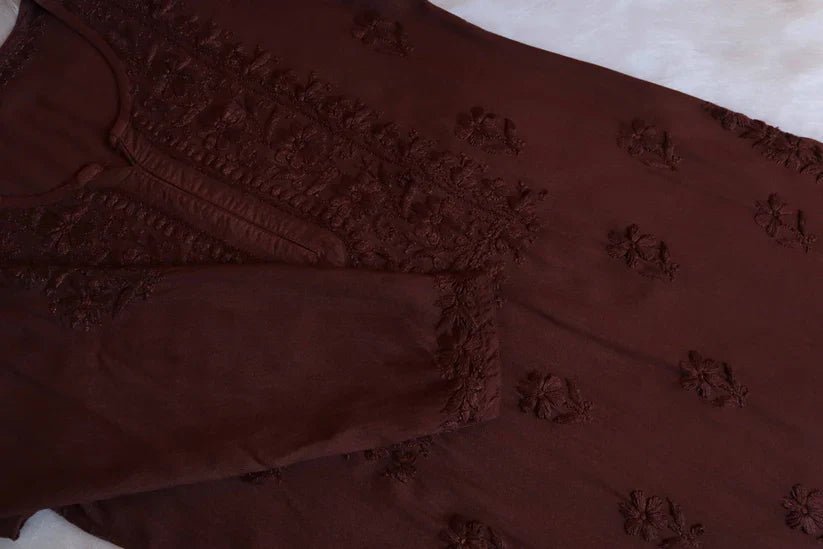 Aayat Chocolate Brown Rayon Kurta Pant set - Image 2