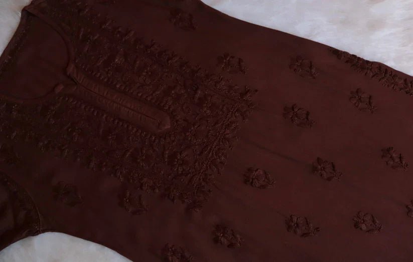 Aayat Chocolate Brown Rayon Kurta Pant set - Image 4