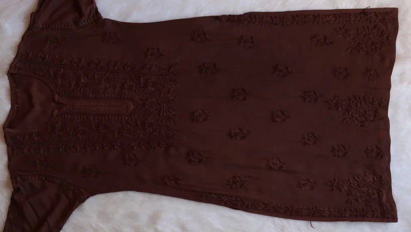 Aayat Chocolate Brown Rayon Kurta Pant set - Image 5