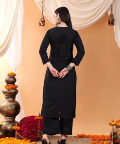 Priya Chikankari Kurta Palazzo Cotton Co-ord Set (Black) - Image 6