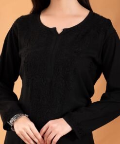 Alternative view of Maryam Chikankari Rayon Co-ord Set (Black)