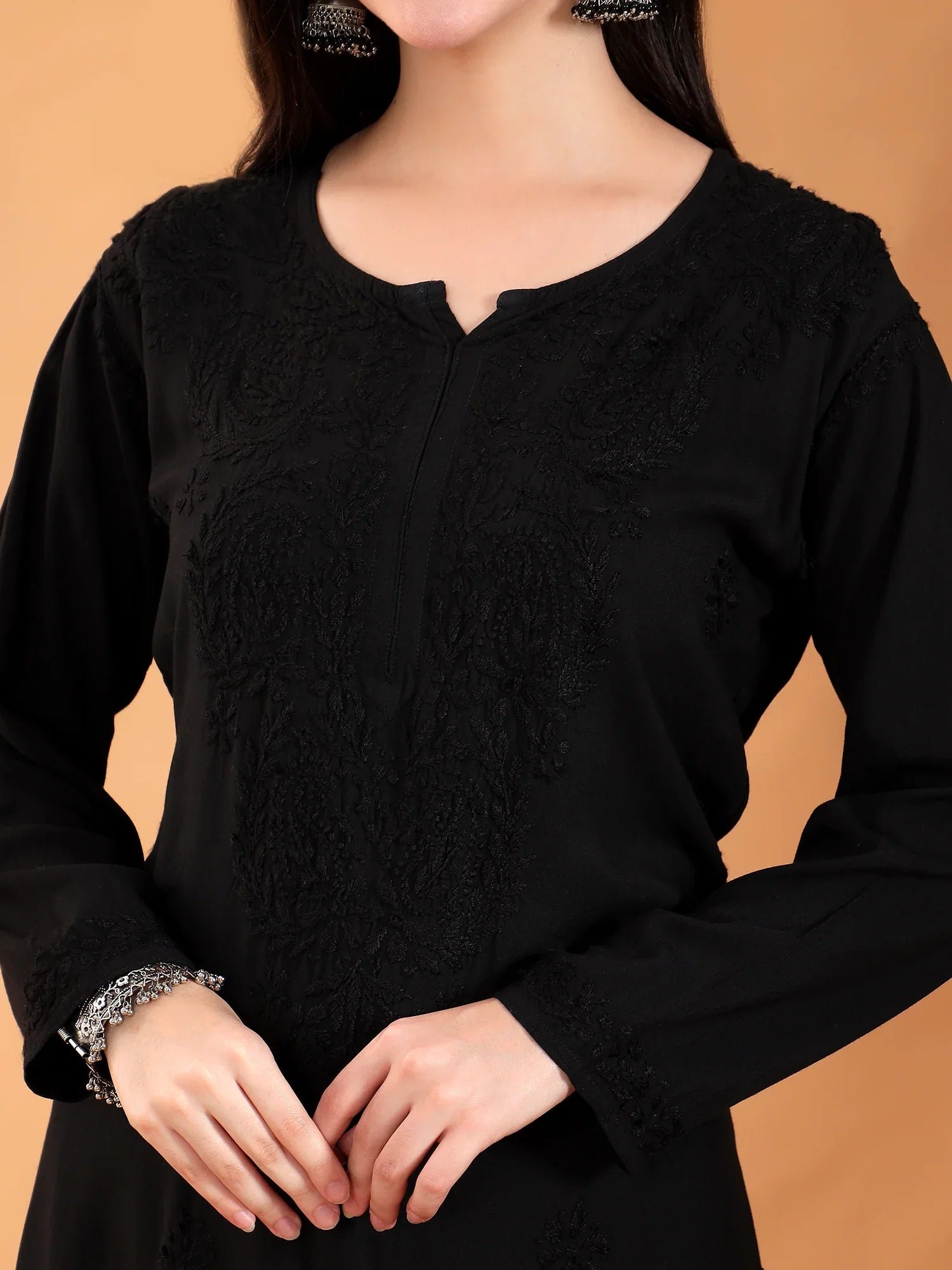 Maryam Chikankari Rayon Co-ord Set (Black) - Image 2