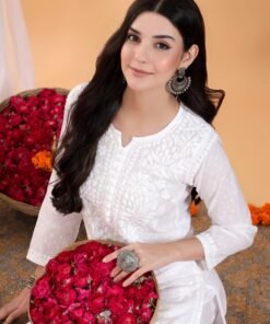 Alternative view of Priya Chikankari Kurta Palazzo Cotton Co-ord Set (White)