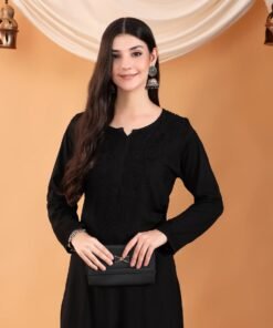 Maryam Chikankari Rayon Co-ord Set (Black) - Image 4