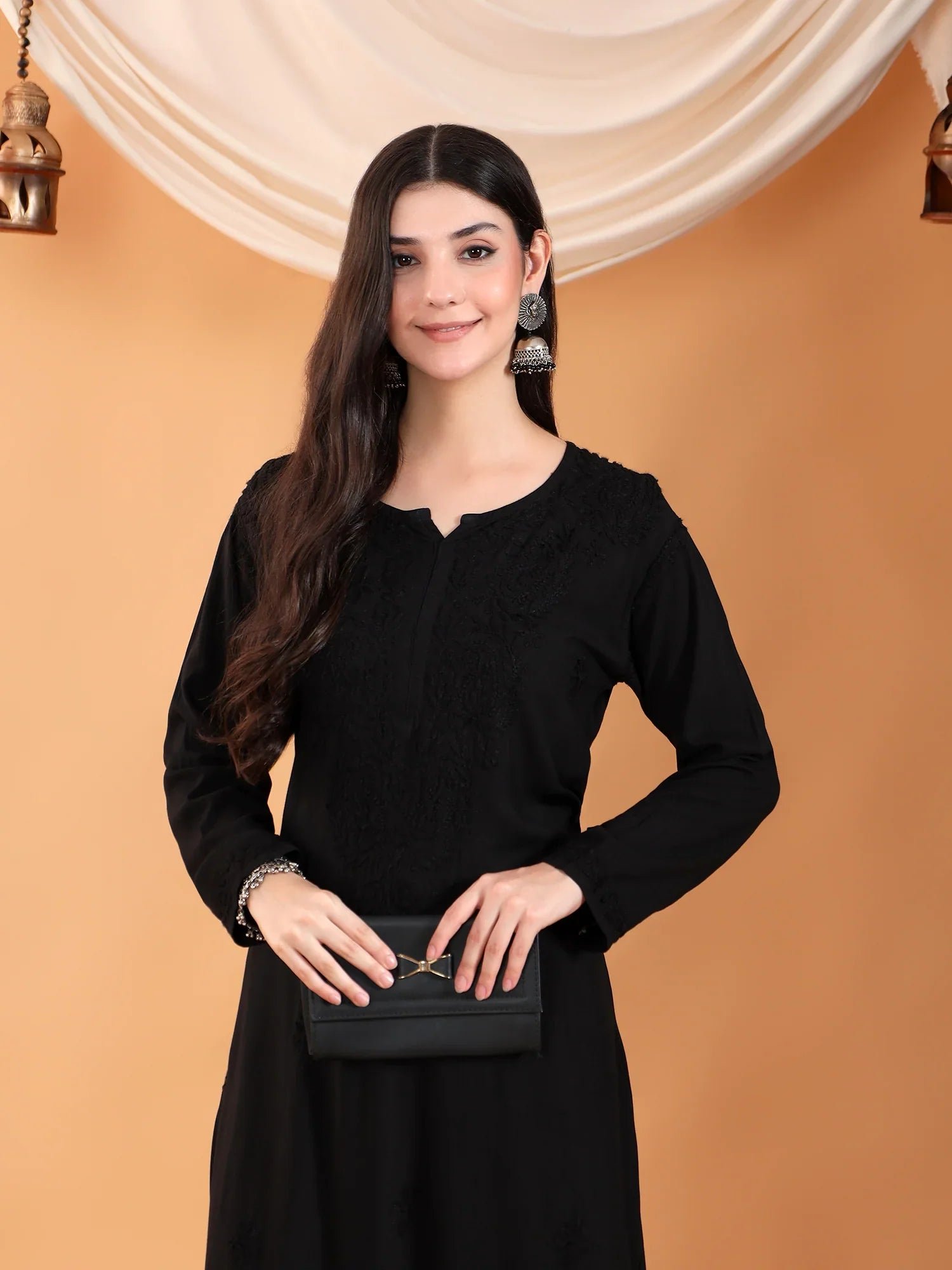 Maryam Chikankari Rayon Co-ord Set (Black) - Image 4