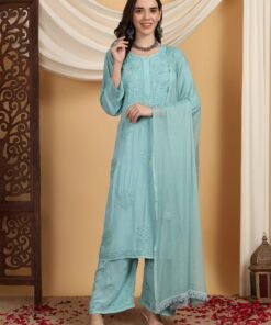 Farha Chikankari Premium Modal Co-ord Set (Pastel Green) - Image 4