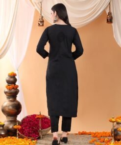 Ananya Chikankari Kurta Pant Cotton Co-ord Set (Black) - Image 8