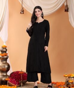 Maryam Chikankari Rayon Co-ord Set (Black) - Image 6