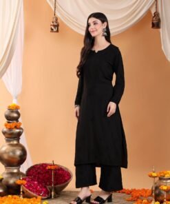Maryam Chikankari Rayon Co-ord Set (Black) - Image 7