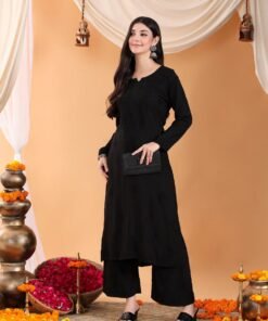 Maryam Chikankari Rayon Co-ord Set (Black) - Image 8