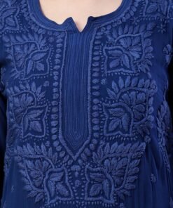 Alternative view of Dua Premium Viscose 3D Chikankari Straight Kurta (Navy)