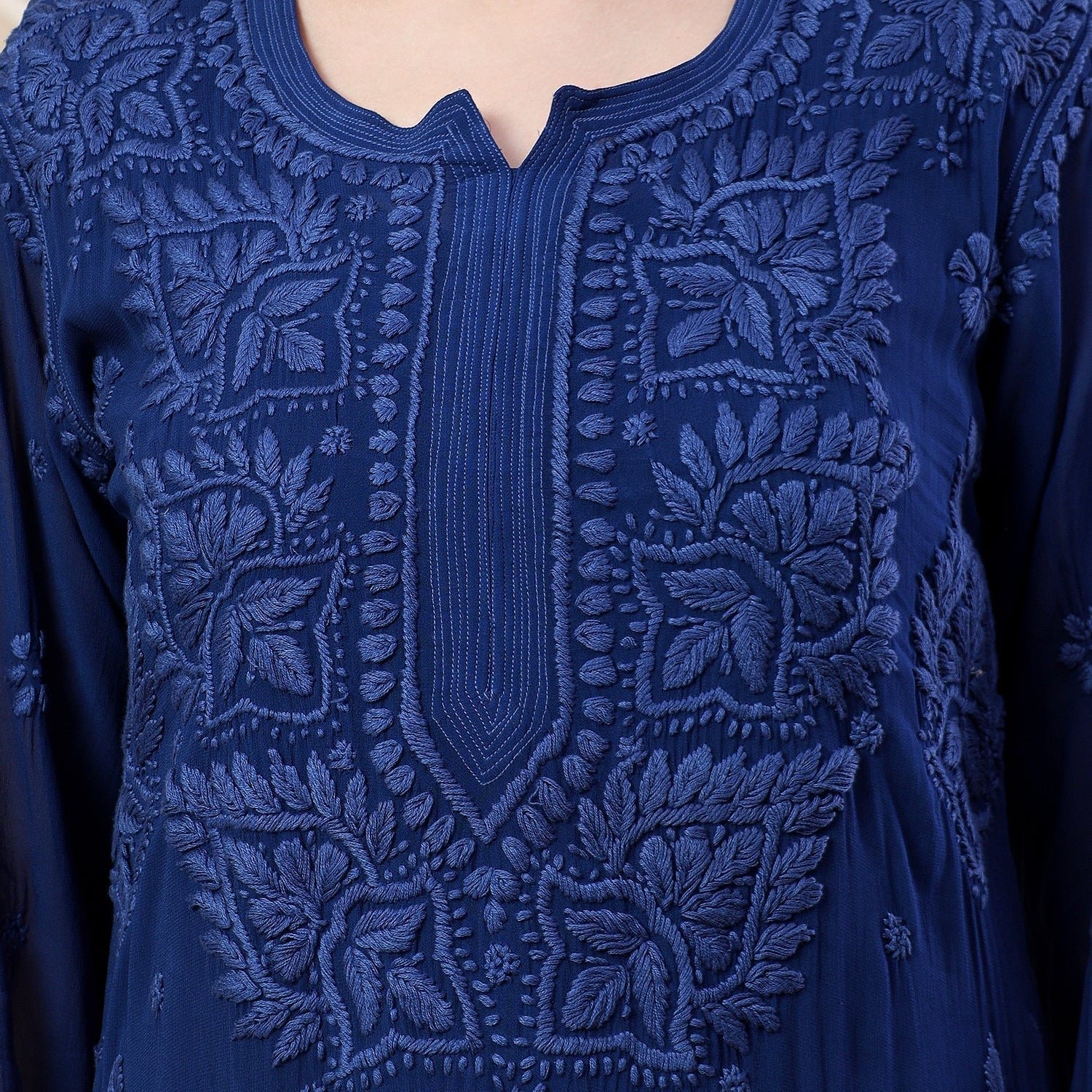 Dua Premium Viscose 3D Chikankari Straight Kurta (Navy) - Image 2