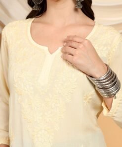 Misha Chikankari Modal Short Kurti (Yellow) - Image 3