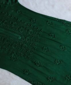 Aayat Bottle Green Rayon Kurta Pant set - Image 6