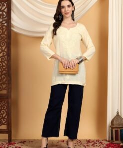 Misha Chikankari Modal Short Kurti (Yellow) - Image 4