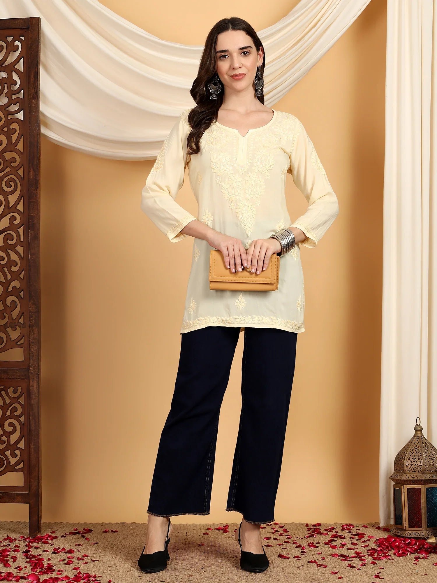 Misha Chikankari Modal Short Kurti (Yellow) - Image 4