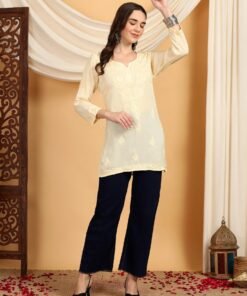 Misha Chikankari Modal Short Kurti (Yellow) - Image 5