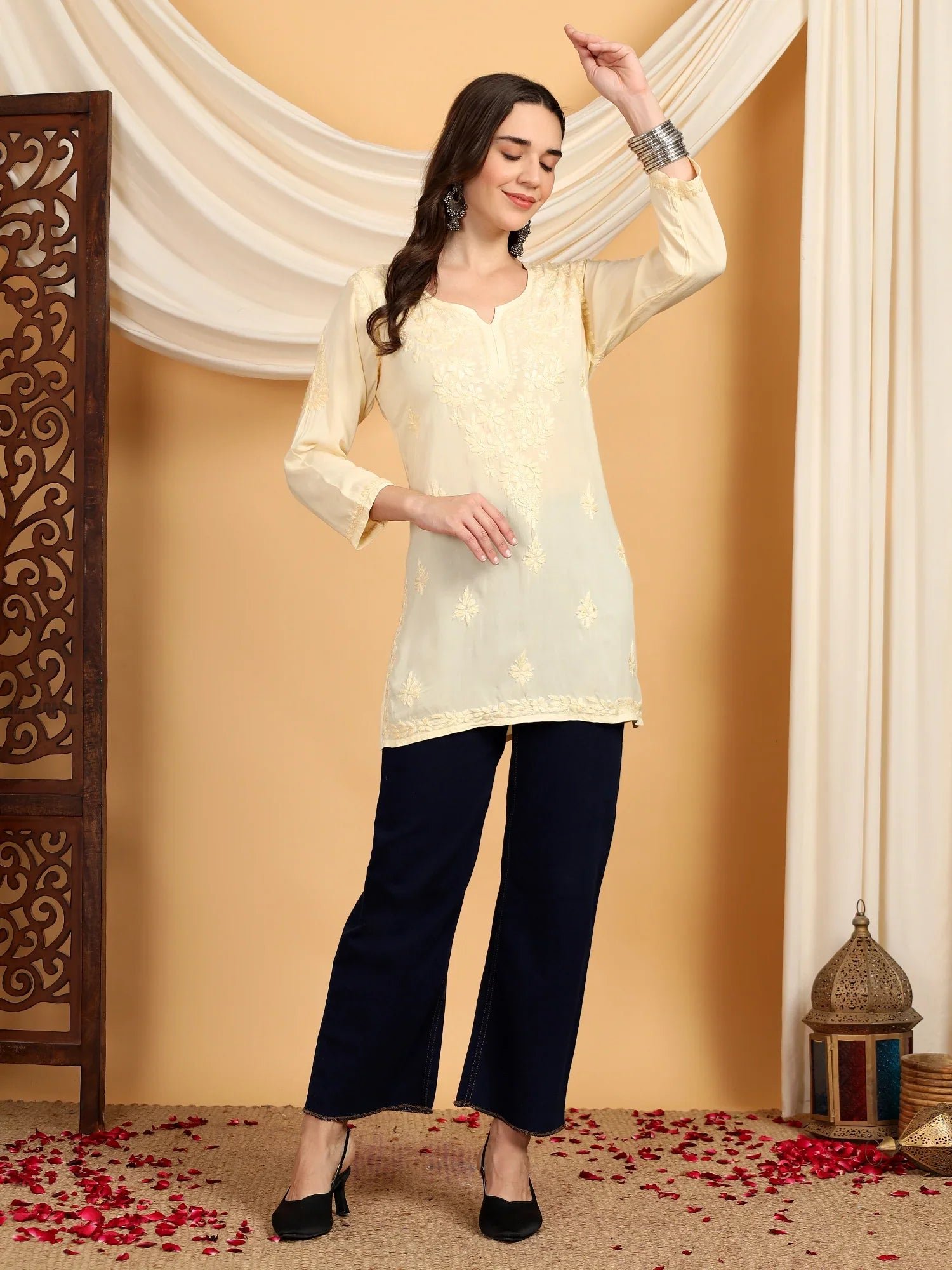 Misha Chikankari Modal Short Kurti (Yellow) - Image 5