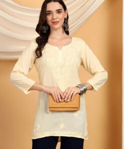 Misha Chikankari Modal Short Kurti (Yellow) - Image 6