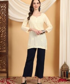 Misha Chikankari Modal Short Kurti (Yellow) - Image 7