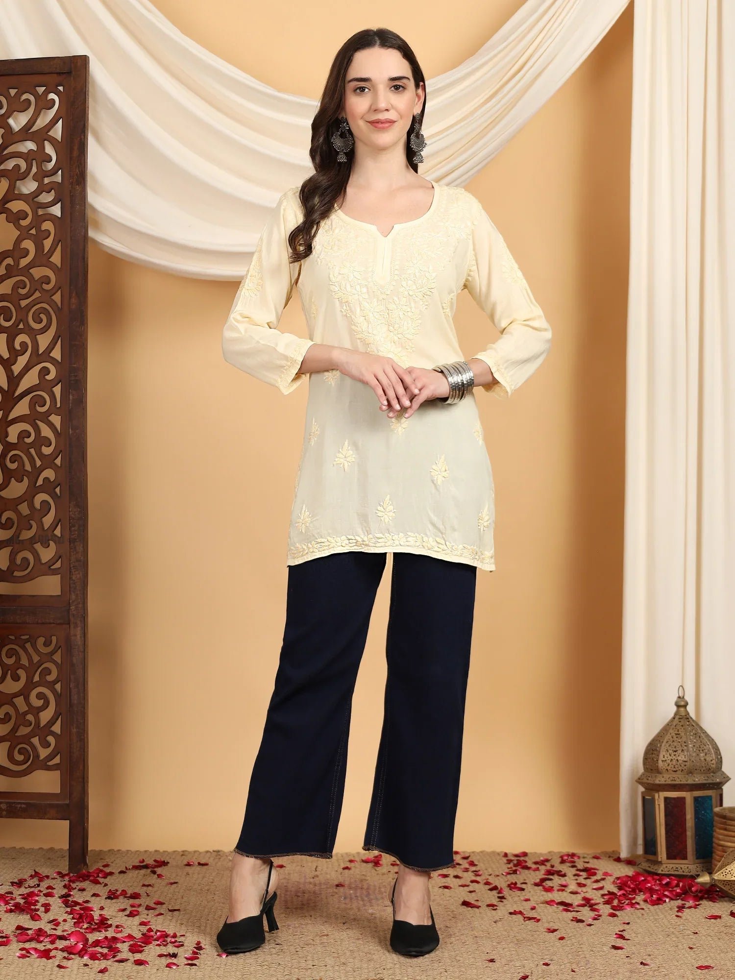 Misha Chikankari Modal Short Kurti (Yellow) - Image 7