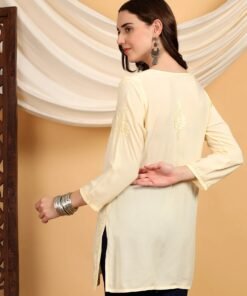 Misha Chikankari Modal Short Kurti (Yellow) - Image 8