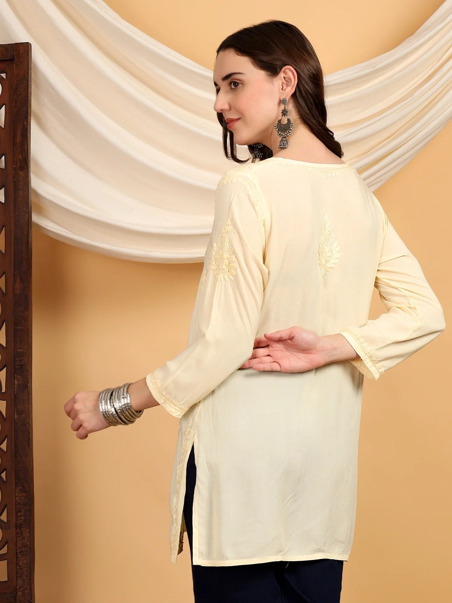 Misha Chikankari Modal Short Kurti (Yellow) - Image 8