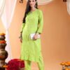 Ananya Chikankari Kurta Pant Cotton Co-ord Set (Parrot Green)