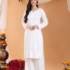 Maryam Chikankari Rayon Co-ord Set (White)