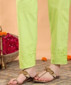 Ananya Chikankari Kurta Pant Cotton Co-ord Set (Parrot Green) - Image 6