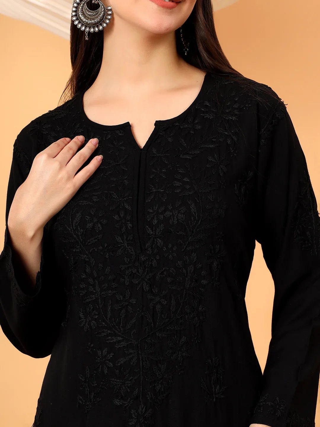 Faiza Chikankari Rayon Co-ord Set (Black) - Image 2