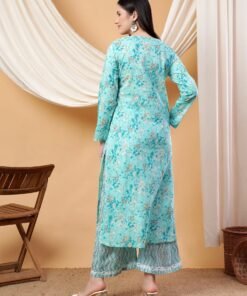 Anika Chikankari Mulmul Co-ord Set (Green) - Image 5