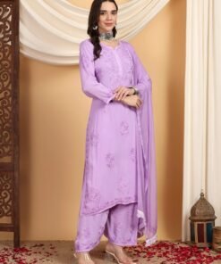Farha Chikankari Premium Modal Co-ord Set (Lavender) - Image 5