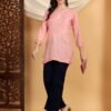Misha Chikankari Modal Short Kurti (Pastel Peach)