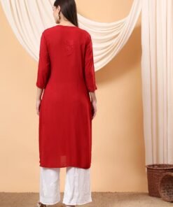 Alina Chikankari Modal Straight Kurta (Maroon) - Image 7
