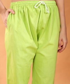 Ananya Chikankari Kurta Pant Cotton Co-ord Set (Parrot Green) - Image 8
