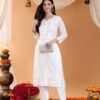Ananya Chikankari Kurta Pant Cotton Co-ord Set (White)