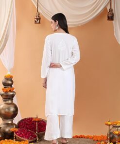 Maryam Chikankari Rayon Co-ord Set (White) - Image 7