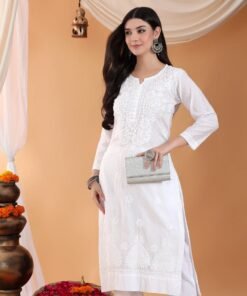 Ananya Chikankari Kurta Pant Cotton Co-ord Set (White) - Image 4