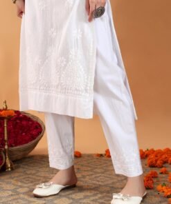 Ananya Chikankari Kurta Pant Cotton Co-ord Set (White) - Image 6
