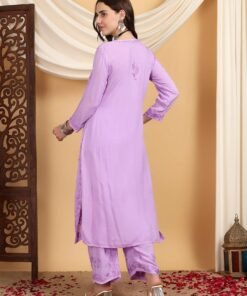 Farha Chikankari Premium Modal Co-ord Set (Lavender) - Image 6