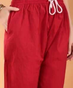 Ananya Chikankari Kurta Pant Cotton Co-ord Set (Maroon) - Image 7
