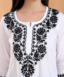 Alternative view of Navya Black Chikankari Cotton Short Kurti