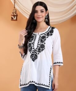 Navya Black Chikankari Cotton Short Kurti - Image 8