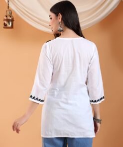 Navya Black Chikankari Cotton Short Kurti - Image 9