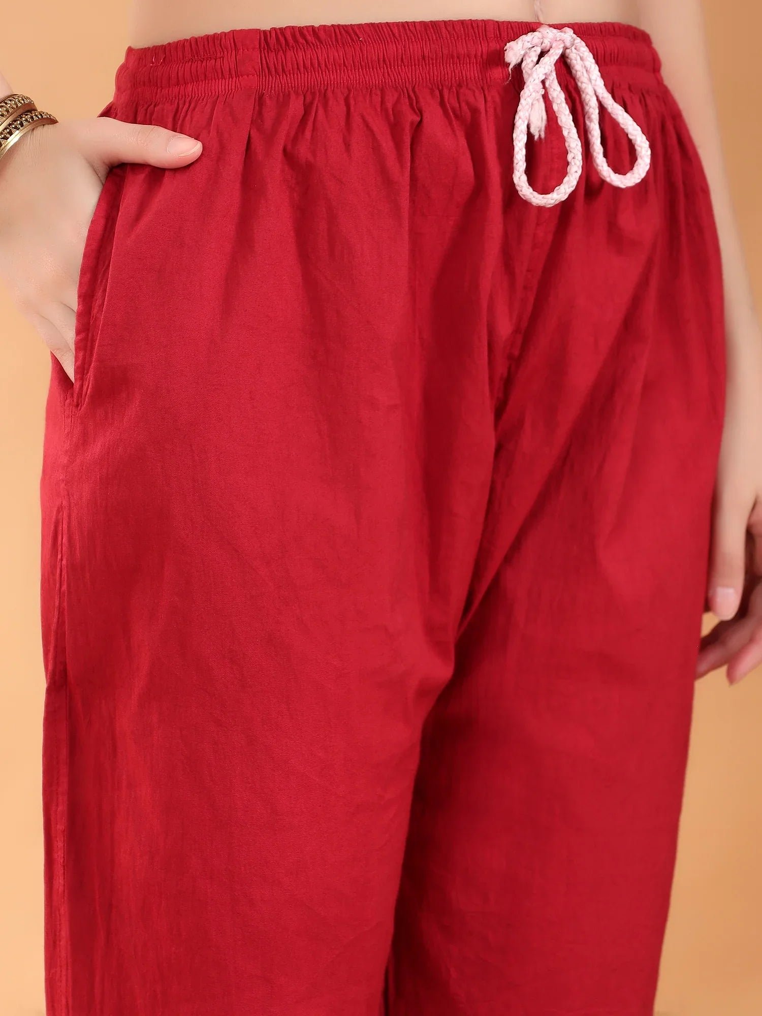 Ananya Chikankari Kurta Pant Cotton Co-ord Set (Maroon) - Image 7