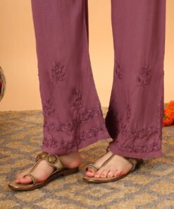 Faiza Chikankari Rayon Co-ord Set (Plum) - Image 5