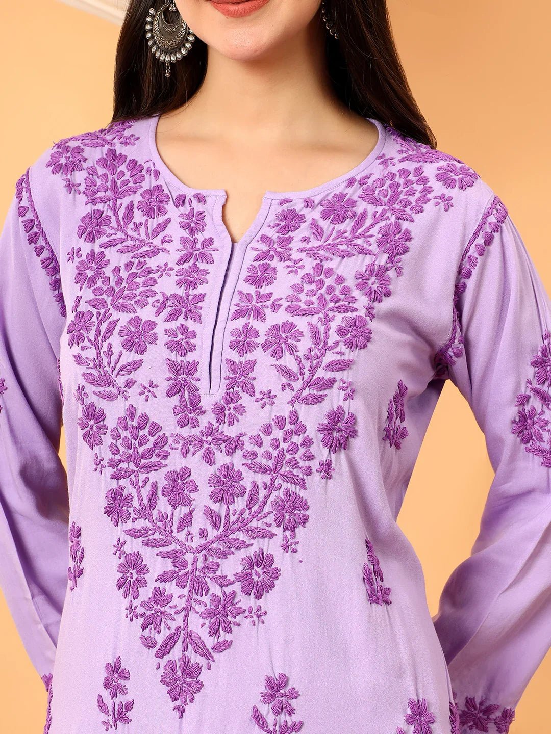 Faiza Chikankari Rayon Co-ord Set (Lavender) - Image 2