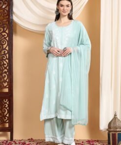Haya Chikankari Rayon Co-ord Set (Pista Green)